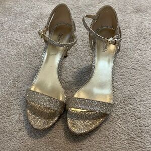 Michael Kors strappy glitter gold holiday party ready pumps